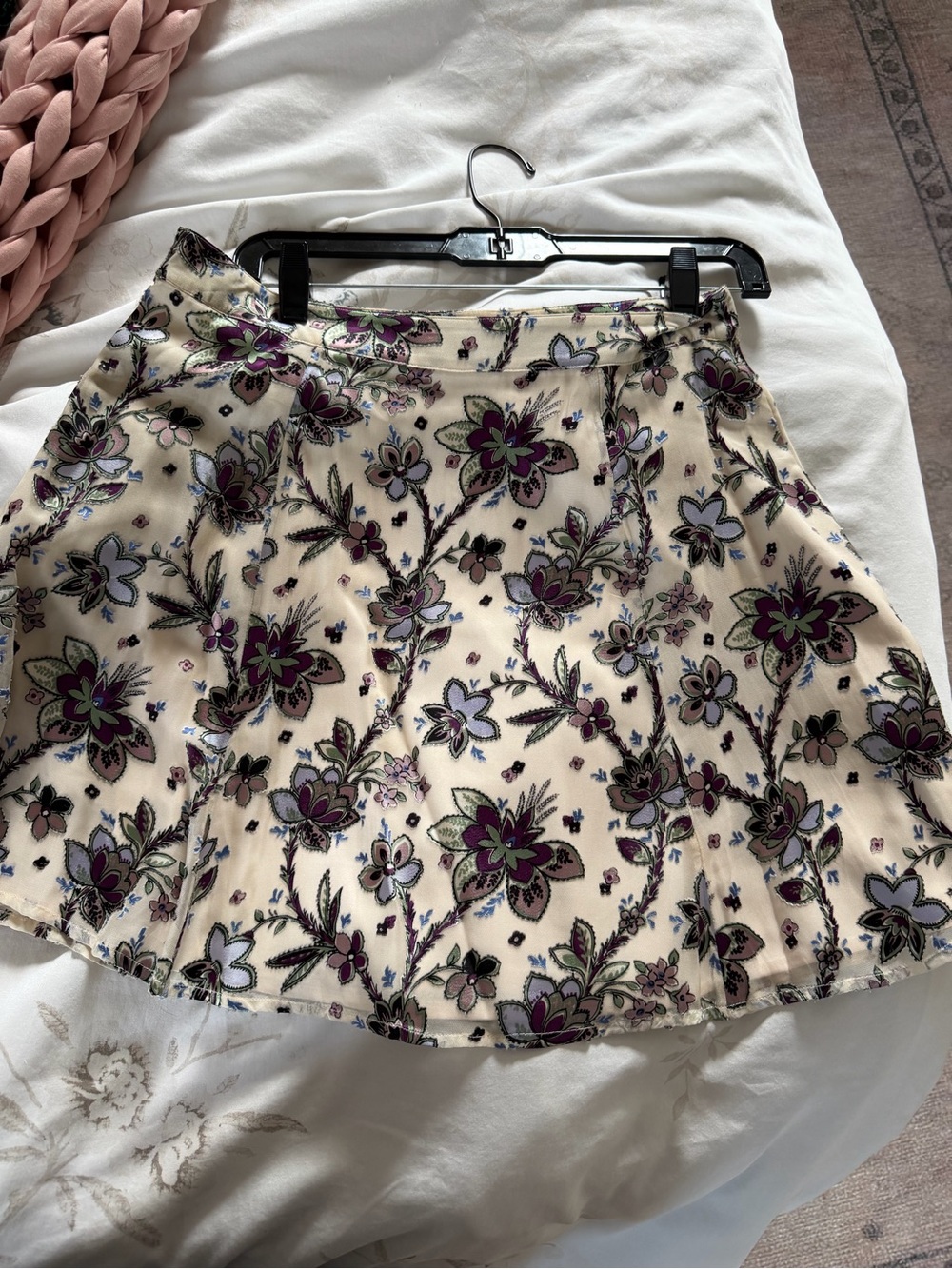 kate spade Cream Floral Circle Skirt with Purple Accents